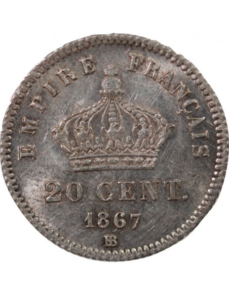 NAPOLEON III - 20 CENTIMES ARGENT 1867 BB STRASBOURG