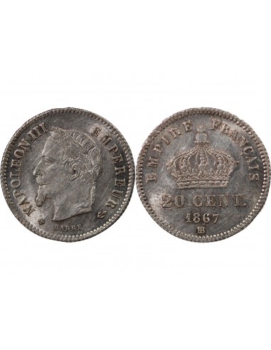 NAPOLEON III - 20 CENTIMES ARGENT 1867 BB STRASBOURG