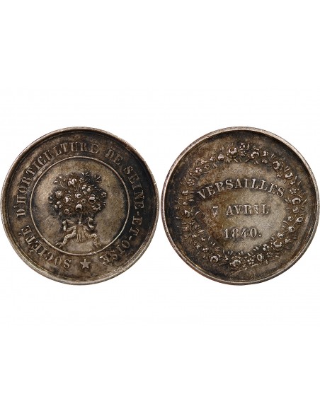 SOCIÉTÉ D'HORTICULTURE DE SEINE ET OISE  - JETON ARGENT 1840