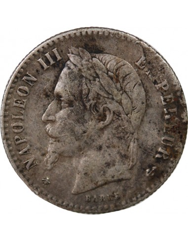 NAPOLEON III, TÊTE LAURÉE - 50 CENTIMES ARGENT 1867 A PARIS