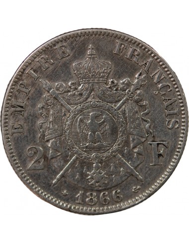 NAPOLEON III - 2 FRANCS ARGENT 1866 A PARIS