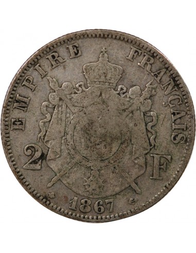 NAPOLEON III - 2 FRANCS ARGENT 1867 A PARIS