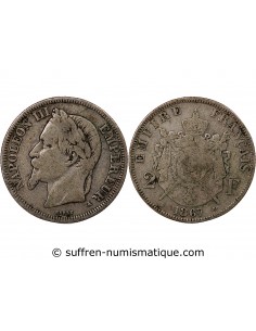 NAPOLEON III - 2 FRANCS ARGENT 1867 A PARIS