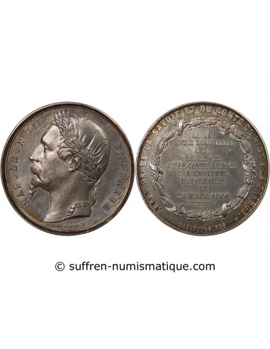 NAPOLEON III - MEDAILLE ETAIN 1860, Annexion de la Savoie et du compté de Nice