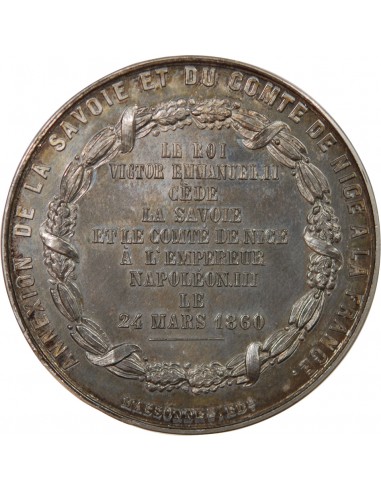 NAPOLEON III - MEDAILLE ETAIN 1860, Annexion de la Savoie et du compté de Nice