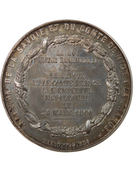 NAPOLEON III - MEDAILLE ETAIN 1860, Annexion de la Savoie et du compté de Nice