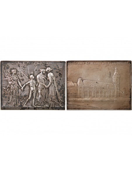 ASSEMBLEE GENERALE DES ACTIONNAIRES - COMPAGNIE DES CHEMINS DE FER PARIS LYON MEDITERRANEE  - PLAQUE ARGENT