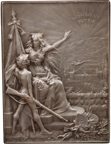 UNION DES SOCIÉTÉS DE TIR DE FRANCE - PLAQUE ARGENT poinçon Corne