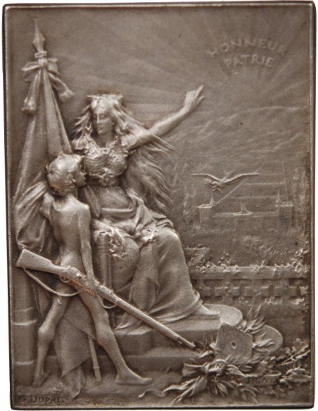 UNION DES SOCIÉTÉS DE TIR DE FRANCE - PLAQUE ARGENT poinçon Corne