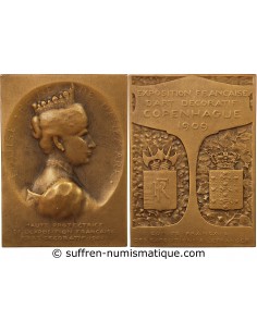 EXPOSITION FRANCAISE D'ART DECORATIF, 1909 COPENHAGUE- PLAQUE BRONZE