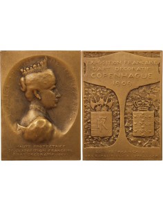EXPOSITION FRANCAISE D'ART DECORATIF, 1909 COPENHAGUE- PLAQUE BRONZE 2