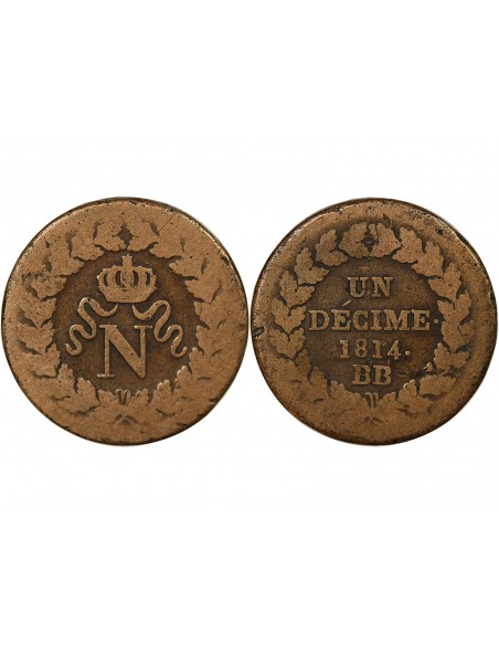 SIEGE DE STRASBOURG, NAPOLEON Ier - DECIME 1814 BB