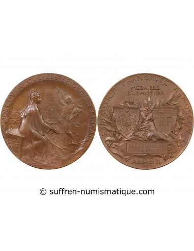 EXPOSITION FRANCAISE DE MOSCOU, 1891 - MEDAILLE CUIVRE O. ROTY - HALLIER / LAROUSSE & CIE
