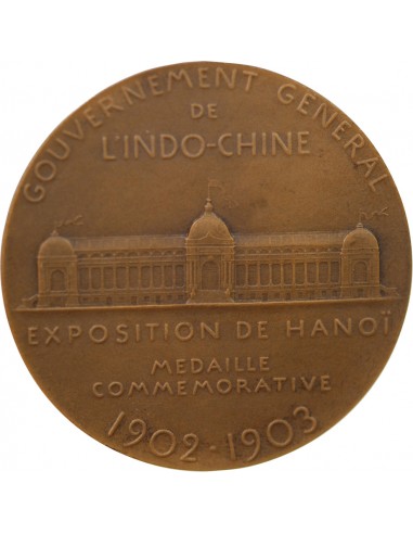 INDOCHINE, EXPOSITION DE HANOI, 1902/1903 - ECRIN ET MEDAILLE BRONZE - O. ROTY