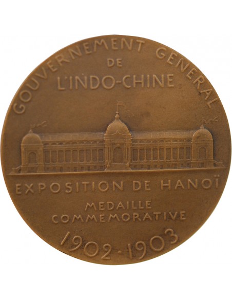 INDOCHINE, EXPOSITION DE HANOI, 1902/1903 - ECRIN ET MEDAILLE BRONZE - O. ROTY