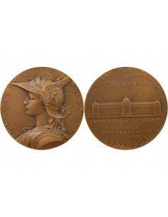 INDOCHINE, EXPOSITION DE HANOI, 1902/1903 - ECRIN ET MEDAILLE BRONZE - O. ROTY 2