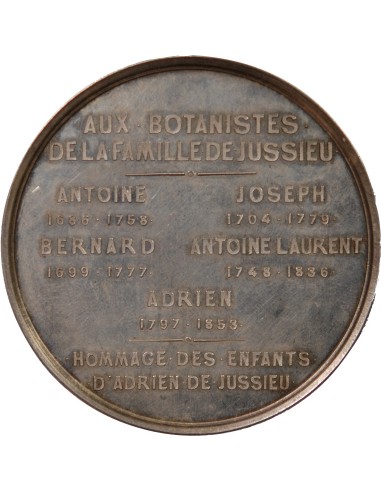 HOMMAGE AUX BOTANISTES DE LA FAMILLE JUSSIEU - MEDAILLE ARGENT E. A. OUDINE - 29 JUIN 1853
