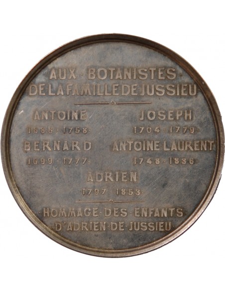 HOMMAGE AUX BOTANISTES DE LA FAMILLE JUSSIEU - MEDAILLE ARGENT E. A. OUDINE - 29 JUIN 1853