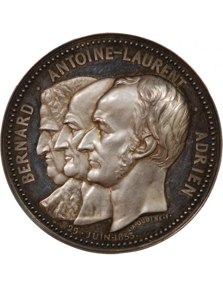 HOMMAGE AUX BOTANISTES DE LA FAMILLE JUSSIEU - MEDAILLE ARGENT E. A. OUDINE - 29 JUIN 1853