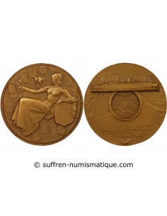 CIE GLE TRANSATLANTIQUE, PAQUEBOT "ILE DE FRANCE" - MEDAILLE BRONZE MARCEL RENARD, 1949