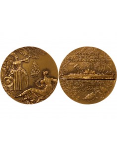 CIE GLE TRANSATLANTIQUE, PAQUEBOT "ANTILLES" - MEDAILLE BRONZE R DELAMARRE, 1952 2