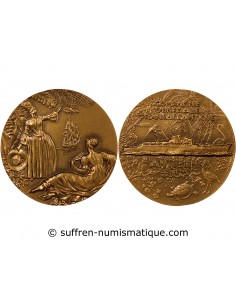 CIE GLE TRANSATLANTIQUE, PAQUEBOT "ANTILLES" - MEDAILLE BRONZE R DELAMARRE, 1952