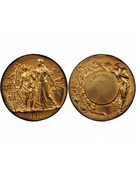 SOCIÉTÉ DE TIR, LA BERUGEOISE - MEDAILLE ARGENT DORE L. O. MATTEI - 1911