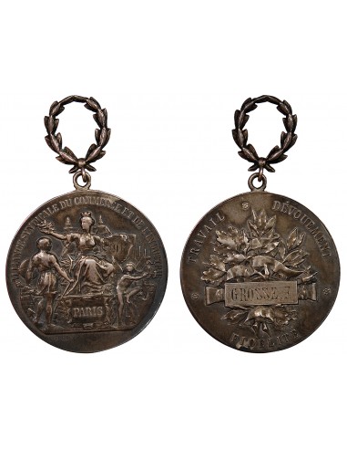 ALLIANCE SYNDICALE DU COMMERCE ET DE L'INDUSTRIE DE PARIS - MEDAILLE ARGENT, VERNON - 1911, "GROSSE F"