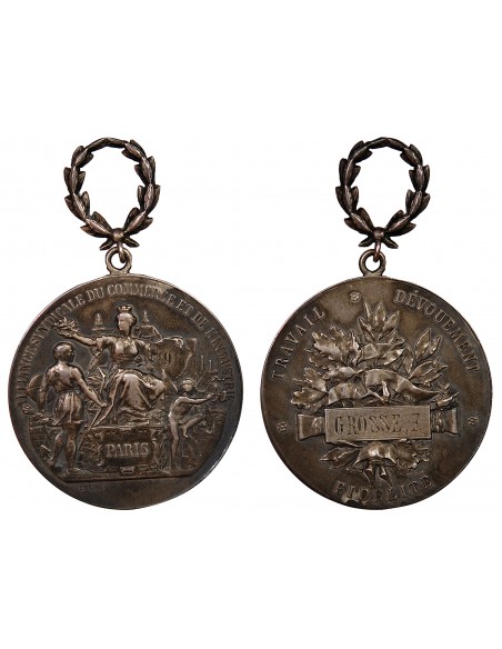 ALLIANCE SYNDICALE DU COMMERCE ET DE L'INDUSTRIE DE PARIS - MEDAILLE ARGENT, VERNON - 1911, "GROSSE F"