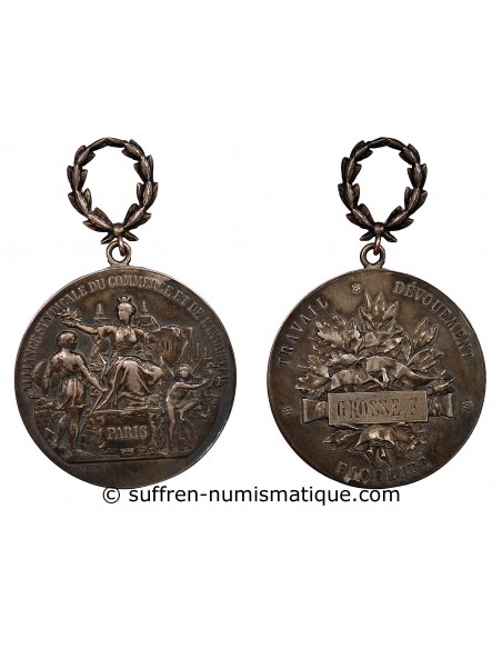 ALLIANCE SYNDICALE DU COMMERCE ET DE L'INDUSTRIE DE PARIS - MEDAILLE ARGENT, VERNON - 1911, "GROSSE F"
