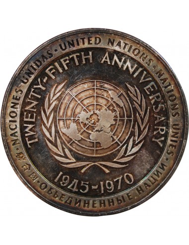 25e ANNIVERSAIRE NATIONS UNIES - MEDAILLE ARGENT - 1945-1970
