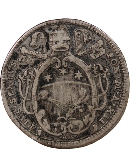 ETATS PONTIFICAUX, PIE VI - TESTON 1786 AN XII