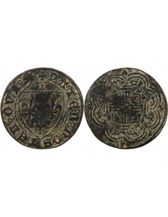 JETON DE COMPTE A L'ECU DE FRANCE CUIVRE, XVe SIECLE, TOURNAI 2