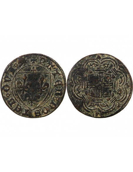JETON DE COMPTE A L'ECU DE FRANCE CUIVRE, XVe SIECLE, TOURNAI