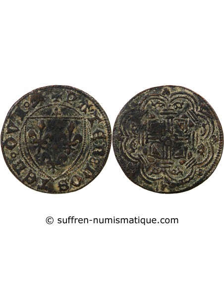 JETON DE COMPTE A L'ECU DE FRANCE CUIVRE, XVe SIECLE, TOURNAI