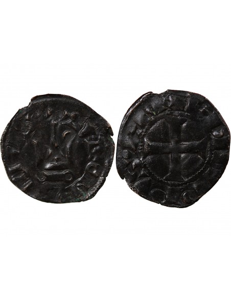 PHILIPPE III / IV - DENIER TOURNOIS à l'O rond 1280 / 1310