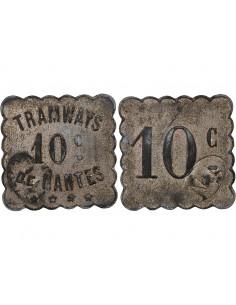 NECESSITE, TRAMWAYS DE NANTES - 10 CENTIMES ZINC NICKELE - COMPOSTE 2