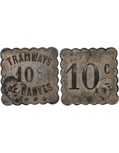 NECESSITE, TRAMWAYS DE NANTES - 10 CENTIMES ZINC NICKELE - COMPOSTE