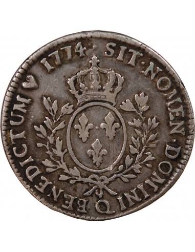 LOUIS XV - ÉCU ARGENT A LA VIEILLE TÊTE 1774 Q PERPIGNAN