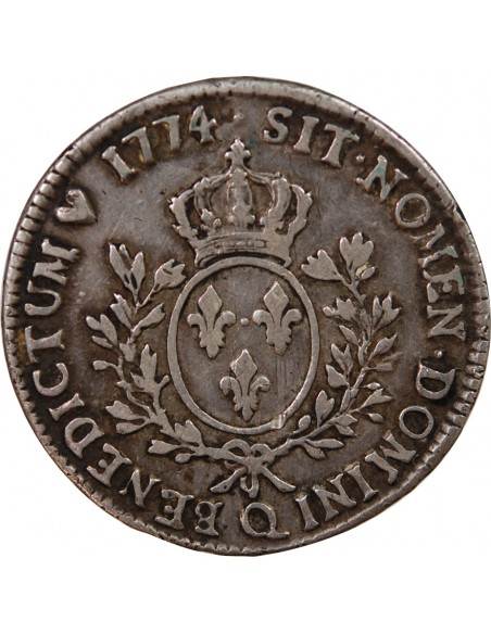 LOUIS XV - ÉCU ARGENT A LA VIEILLE TÊTE 1774 Q PERPIGNAN