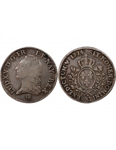 LOUIS XV - ÉCU ARGENT A LA VIEILLE TÊTE 1774 Q PERPIGNAN 2