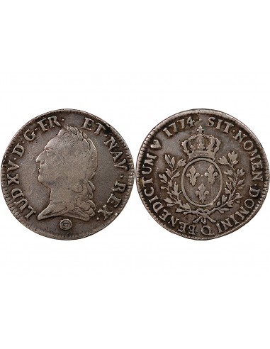 LOUIS XV - ÉCU ARGENT A LA VIEILLE TÊTE 1774 Q PERPIGNAN