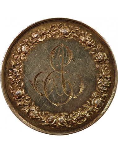 MARIAGE - MEDAILLE ARGENT DORE PETIT F. - UNION DE L. AUBRIL ET DE M. ESNOL LE 30 DECEMBRE 1884