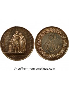 MARIAGE - MEDAILLE ARGENT DORE PETIT F. - UNION DE L. AUBRIL ET DE M. ESNOL LE 30 DECEMBRE 1884