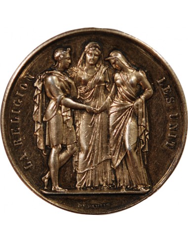 MARIAGE - MEDAILLE ARGENT DORE DEPAULIS - UNION DE D. ET DE A.