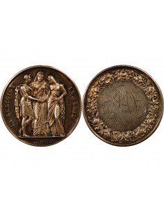 MARIAGE - MEDAILLE ARGENT DORE DEPAULIS - UNION DE D. ET DE A. 2