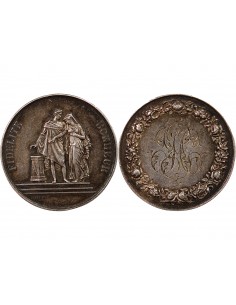 MARIAGE - MEDAILLE ARGENT PETIT F. - UNION DE L. GUILLER ET DE L. HUMBLOT LE 28 FEVRIER 1887 2