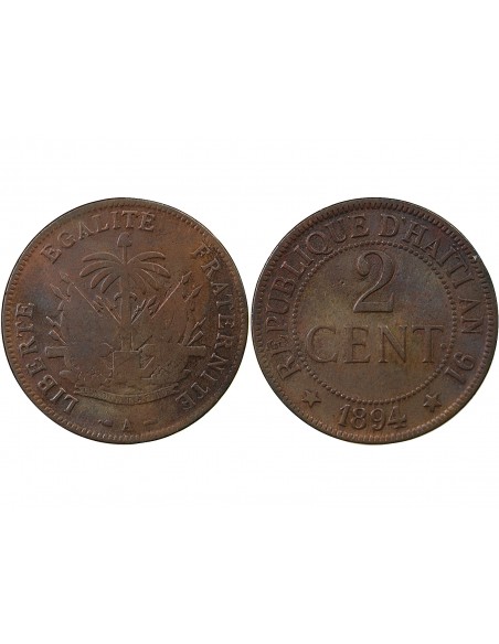HAITI - 2 CENTIMES 1894 A PARIS
