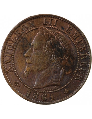 NAPOLEON III - 1 CENTIME TETE LAUREE - 1861 A PARIS