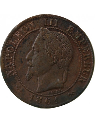 NAPOLEON III - 1 CENTIME TETE LAUREE - 1861 K BORDEAUX